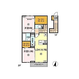 Spinel(スピネル) A棟 2LDKの間取図画像