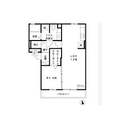 ヴィルヌーブ 1LDKの間取図画像
