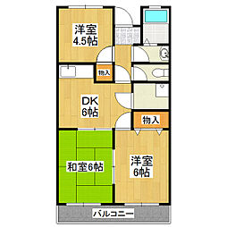 二の宮荒井マンション 3DKの間取図画像