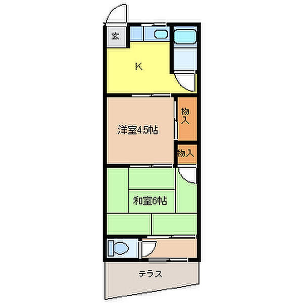 かつら荘 3｜兵庫県加古川市加古川町溝之口(賃貸アパート2DK・1階・33.00㎡)の写真 その2