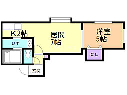 フレンズHS 1LDKの間取図画像