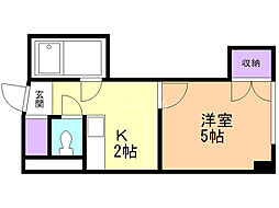 コスモス菊水 1Kの間取図画像