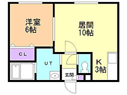 クラリス豊平3 1LDKの間取図画像
