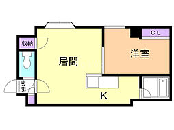 アフロート菊水 1LDKの間取図画像