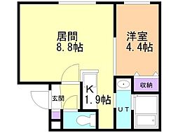 ecoa南郷7丁目 1LDKの間取図画像