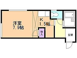 NOA北郷 1Kの間取図画像