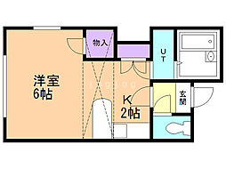 サンレーブ南郷 1Kの間取図画像