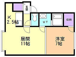 シルキー菊水 1LDKの間取図画像