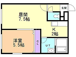 ステージノア東札幌 1LDKの間取図画像
