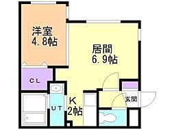 LUNACLARISKIKUSUI 1LDKの間取図画像