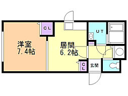ノーススカイ 1LDKの間取図画像