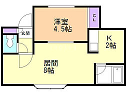 ロリエ南郷 1LDKの間取図画像