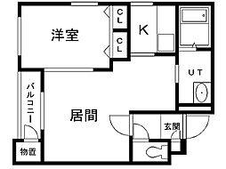 シャルム豊平 1LDKの間取図画像
