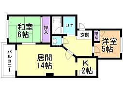 シャテロ菊水元町 2LDKの間取図画像