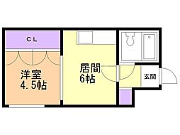ドリームシティ本郷 1DKの間取図画像