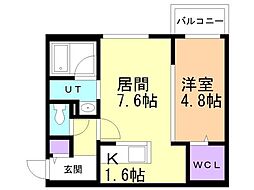 札幌市白石区東札幌六条2丁目マンション 1LDKの間取図画像