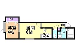 ベストハウス月寒 1LDKの間取図画像