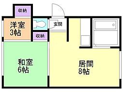 第三コーポ町村 2DKの間取図画像