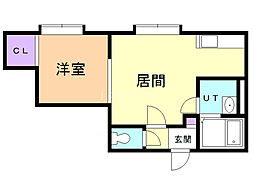 クローバー 1LDKの間取図画像