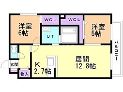 ACES東札幌 2LDKの間取図画像