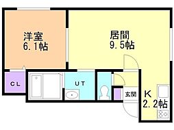 ルミエールアンソレイエ 1LDKの間取図画像