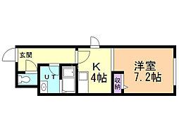 サンライズ札幌 1Kの間取図画像