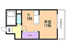 AMSアトランテ12 1Kの間取図画像