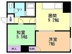 メゾンラトゥール 2DKの間取図画像