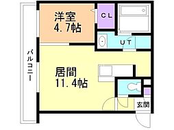 Axis-Will東札幌Sta. 1LDKの間取図画像