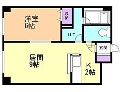 ラアムール白石 1LDKの間取図画像