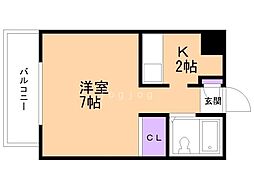サニーコート菊水 1Kの間取図画像