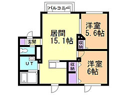 ハイムティアラ 2LDKの間取図画像