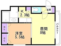 グランメール08 1LDKの間取図画像