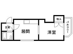 藤井ビル菊水1 1DKの間取図画像