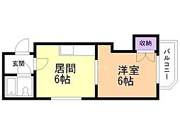 藤井ビル菊水1 1DKの間取図画像