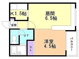 ダイアナ白石ヒルズ1 1LDKの間取図画像