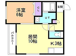 クラリス豊平3 1LDKの間取図画像