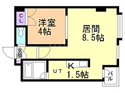 セトル豊平3・4 1LDKの間取図画像