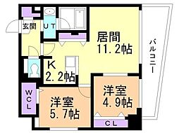 NCウイング白石 2LDKの間取図画像