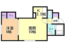ノーマルヒル菊水A 1LDKの間取図画像