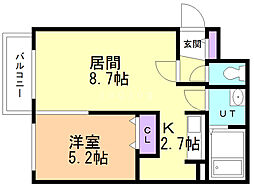 CityNoble菊水 1LDKの間取図画像