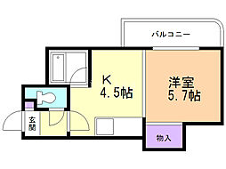 オルセー栄通 1DKの間取図画像
