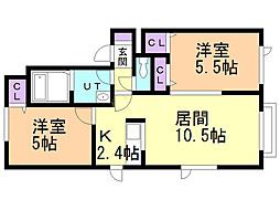 シャーメゾンクラヴィエ北郷 2LDKの間取図画像