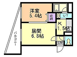 コンフォートステイ南郷通 1LDKの間取図画像