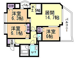 ツインパレスイースト 3LDKの間取図画像