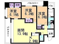 ツインタワー弐番館 3LDKの間取図画像