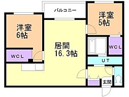 札幌市白石区菊水三条4丁目マンション 2LDKの間取図画像