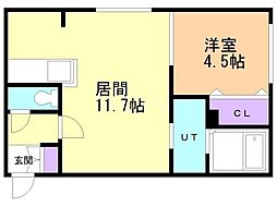 札幌市白石区菊水三条4丁目マンション 1LDKの間取図画像