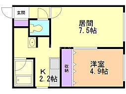 パトラス白石 1LDKの間取図画像