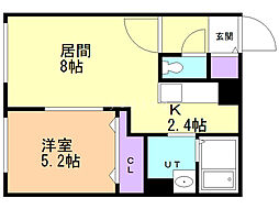 ラ・シャルモント東札幌 1LDKの間取図画像